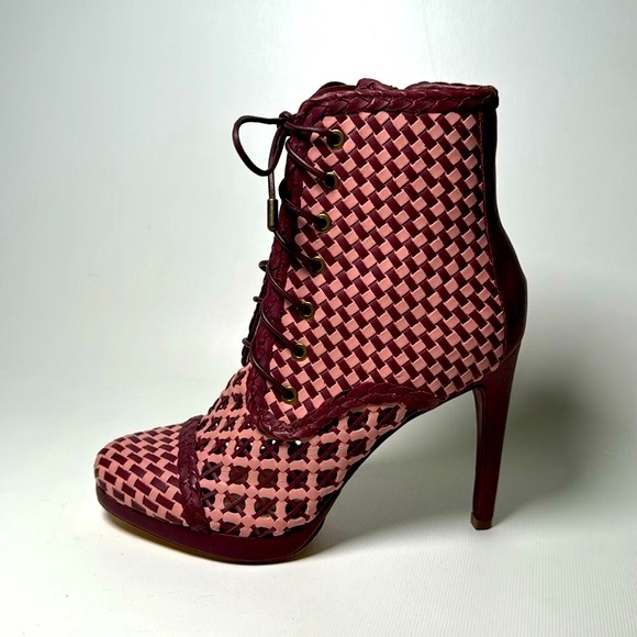 Zimmermann Woven Leather Heeled Ankle Boots - sz 38